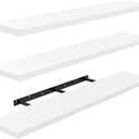 AMADA HOMEFURNISHING 35.4" L Floating Shelves, Wall Shelves Set of 3 for Bathroom/Living Room/Bedroom/Kitchen, White Floating Shelves for Wall Decor with Invisible Brackets - AMFS45W