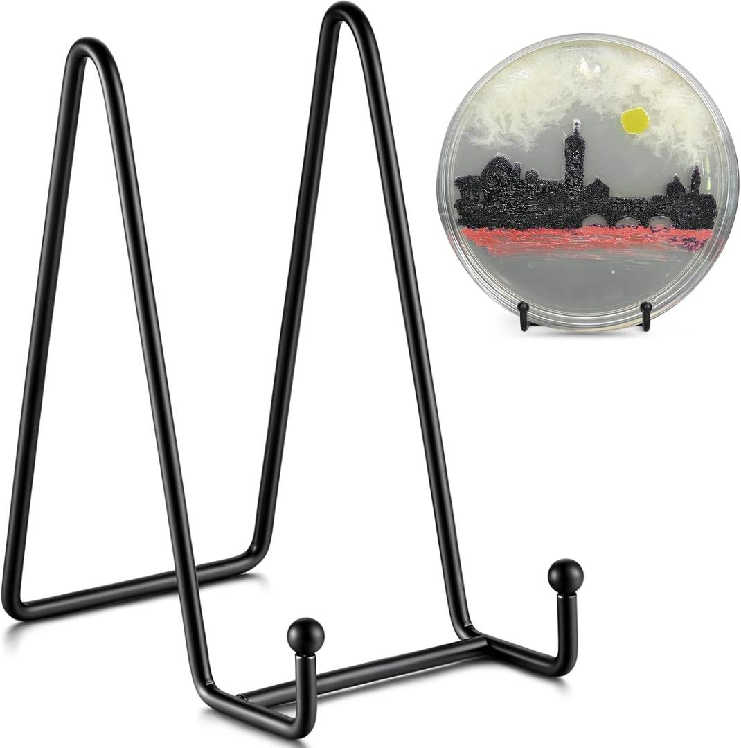 TR-LIFE 4 Pack 6 Inch Plate Display Stands -Picture Holder Stand for Decorative Plate, Book, Photo Frame Easel (Black)