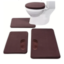 Madeals Memory Foam Bathroom Rug Set 4 Piece with Toilet Lid Cover and Mat Sets Combo, Bath Mat Set 3 Piece and U-Shaped Toilet Floor Rug Brown