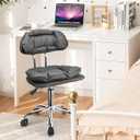 JOSTZHXIN Rolling Stool Backrest, Thick Seat Padding, Heavy Duty Home Office Rolling Chair, Adjustable Height Swivel Stool Chair for Nail Salon Spa Massage Tattoo Work,Dark Grey