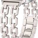 Wearlizer Metal Bands Compatible with Samsung Galaxy Watch 8 Band 40mm 44mm/Watch 8 Classic 46mm, No Gap Dressy Stainless Steel Chain Strap Wristbands Accessories for Women (Starlight)