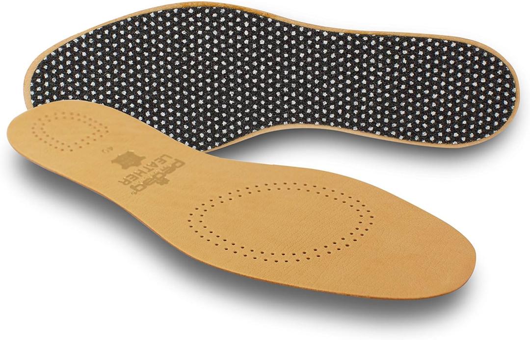 pedag Leather Insole with Sweat Wicking Carbon Layer, Handmade in Germany, Fits Pumps and Dress Shoes, Tan, US M14 / EU 47