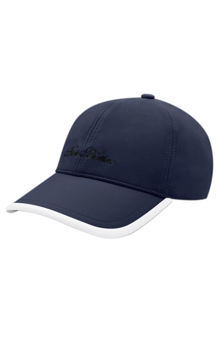Brooks Brothers Mens Performance Baseball Cap with Rubberized Logo Woven One-Size Adjustable Hat, Navy/White (Blue)