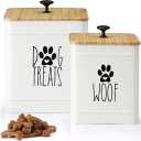 PERFNIQUE Dog Treat Container, Airtight Dog Treat Jar Set of 2, Dog Cookie Jar for kitchen Counter, Pet Treat Container, Dog Treat Canister and Storage, 7.8x6.2 & 7.3x5.5(White)