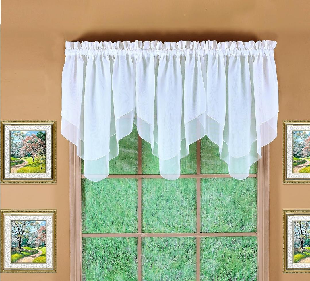 Today's Curtain Emelia Original Voile Ascot 25", White, 40" W x 25" L