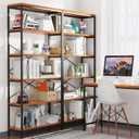 Himimi 6 Tier Industrial Bookshelf, Vintage Standing Storage Shelf, Display Shelving Units, Tall Bookcase, Industrial Metal Book Shelves for Living Room Bedroom and Home Office, 6 Tier-1 Pack