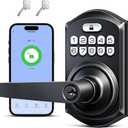 TEEHO TE019 Smart Keypad Door Lock with Handle, App Control, Keyless Entry Electronic Lock, Remote One-Time Codes, Auto Lock, Passage Mode, for Bedroom, Interior Door & Rental, Matte Black