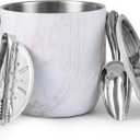 Insulated Ice Bucket, 3L Double Wall Stainless Steel Ice Bucket with Tongs,Lid, Scoop and Strainer, Ice Buckets for Parties,Cocktail Bars, Chilling Beer, Champagne, Wine Bottles