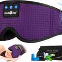 MUSICOZY Sleep Headphones Masks, Bluetooth Sleep Eye Mask for Sleeping for Side Sleepers, Sleeping Masks Headphones Wireless Music Mask Men Women with Speakers Cool Tech Gadgets Gifts (Purple)