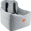 Dog Car Seats for Small Dogs, FurFrolic Memory Foam Dog Booster Seat for Small/Medium Dogs up to 35 lbs, Travel Pet Car Seat with Washable Detachable Cover, Storage Pockets, 2 Safety Belts (Gray)