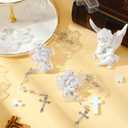 Ferreve 30 Pcs First Holy Communion Cross Shape Box Baby Rosary Cross Jeweled Trinket Box with Sticker 2.05" x 2.64" Decorative Keepsake Jewelry Boxes Ring Holder Home Decoration