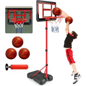 Boys Toy Gifts for 3 4 5 6 7 8 Years Old, Kids Basketball Hoop Adjustable Height 3.5FT-6.2FT, Mini Basketball Hoop for Kids, Basketball Goal Toys Outdoor Indoor Game Gifts for Boys (Black)