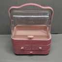 Honeydak Bling Makeup Organizer for Teen Girl Christmas Gifts Rhinestone Cosmetic Display Cases with Transparent Cover, Skincare Organizers Perfume Organizer for Countertop, Desk(Pink,Rhinestone)