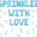 Sprinkle with Love Baby Shower Decorations Blue Sprinkle with Love Balloon Banner Decor Donut Theme Pastel Balloons Decorations for Boy Donut Pastel Confetti Baby Shower Party Supplies