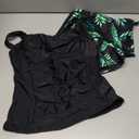 Girls Tankini Swimsuit 2 Piece Bathing Suits Printed Drawstring Swimwear Set for Girls 13-14 Years