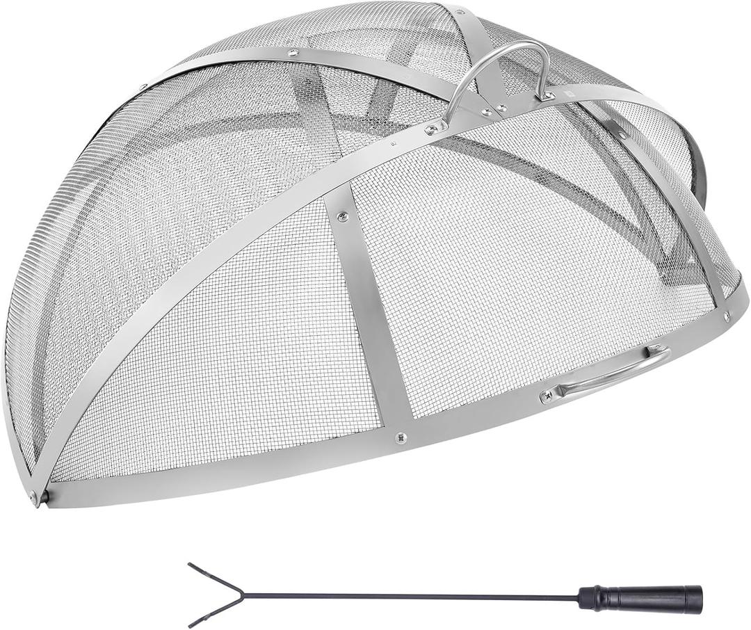 VEVOR Firepit Spark Screen Lid, 36" Diameter, Outdoor Firepit Ring Cover Round Accessories, Fire Pit Metal Cover, Easy-Opening Stainless Steel Fire Ring Covers for Outdoor Patio Fire Pits Backyard