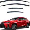 4pcs JDM Vent Window Visors Compatible with 2019-2024 UX200 UX250h,Outside Mount Style Sun Rain Guard,Smoke Tint with Chrome Trim