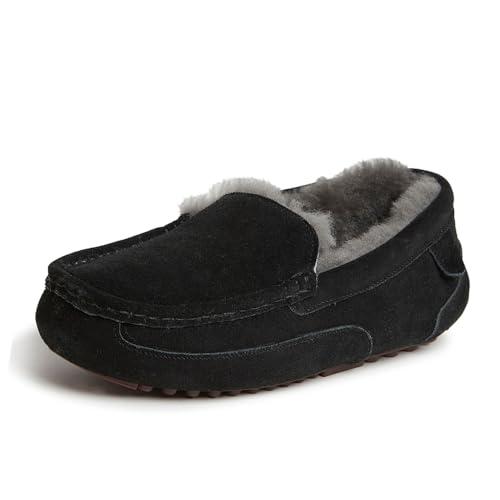 Fireside by Dearfoams Men's Moccasin Slipper, Black, 13 M US (75097)