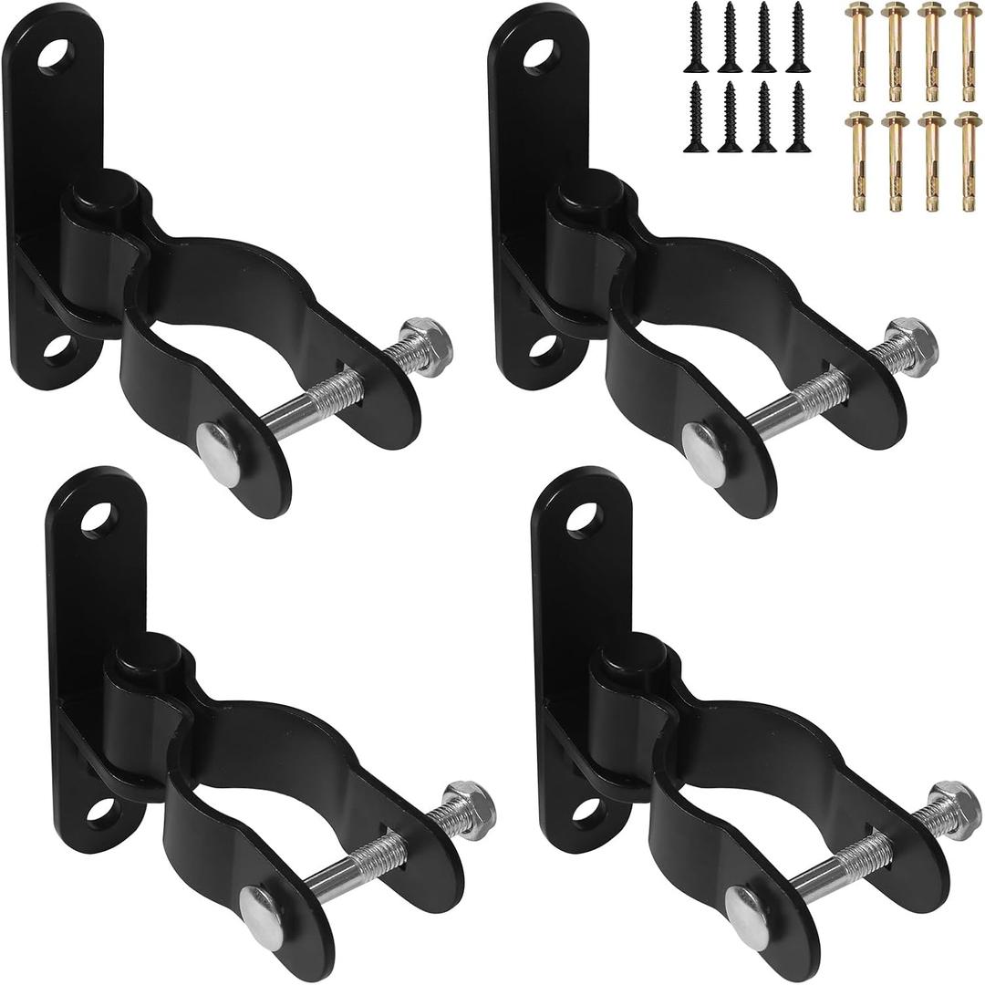 4 Pairs Wall Mount Gate Hinge, 1-3/8'' Heavy Duty Pipe Gate Hinge Set for Farm Gate Chain Link Fence Frame Hinge (Screws Included)