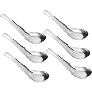 6pcs Elegant Large Serving Spoon Stainless Steel Spoons for Cooking Buffet Soup Sauce Rice Kitchen Use Mirror Polished