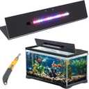 Sieral Aquarium Lids Polycarbonate Canopy with LED Light Without Center Brace Aquariums Cover Fish Tank Lid with a Hook Knife(Black,36x18in)