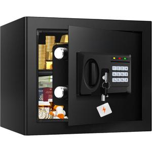 1.6 Cuft Fire proof Safes for HOME USE, Anti-Theft Digital Security Safety Box with Programmable Keypad and Spare Keys, Home Safes Fireproof Waterproof for Money Medicine Document Valuables
