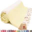 Bazaar Anatolia Turkish Beach Towel  100% Cotton, Quick Dry, Sand Free Towel for Bathroom, Camping, Travel  Oversized 71x39 Inches  Diamond Yellow