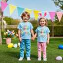 Easter Shirts for Boys Girls Toddler Kids Children Bunny Eggs Tractor Monster Truck Graphic Tees Outfit T-Shirt Top 2T-7T (Blue)