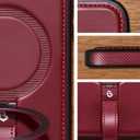 Butaiga for iPhone 17 Pro Leather Case with Stand, Anti-Slip Grip Ring, Fits for MagSafe (Burgundy, iPhone 17 Pro)