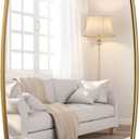 ANDY STAR Brushed Gold Oval Square Bathroom Mirror, 28x36 Inch Brass Oblong Mirrors for Wall, Modern Squoval Vanity Mirror in Stainless Steel Metal Tube Frame, Wall Mount Horizontal or Vertical