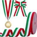 PH PandaHall 1.57 Inch Stripes Ribbon 50 Yards Red White Green Grosgrain Ribbon Italian Flag Patriotic Double Face Striped Ribbon for Gift Wrapping Crafts Party Christmas Decoration