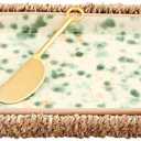 Mud Pie Splatter Platter and Basket Set, tray 5" x 13" | basket 6" x 14" | spreader 5 1/2" Brown