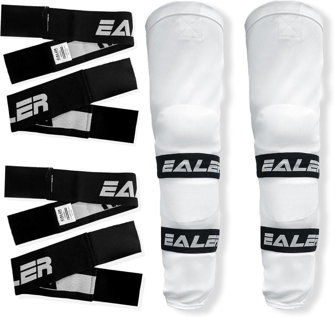 EALER Heavy Duty Hockey Shin Straps for Easy Use (Black)