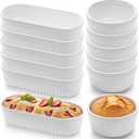 LemonRoad 12 Piece Oven-safe Porcelain Bakeware Set, Including 6 Pcs 6oz Round Ramekins and 6 Pcs 8oz Oval Baking Dishes, Perfect for Crme BrLe, Lava Cake, Souffls, and More, White