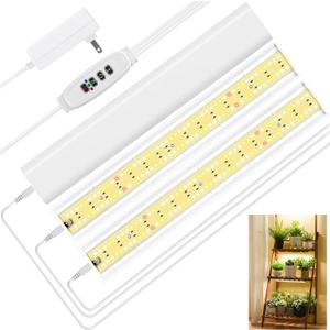 FOXGARDEN Grow Light, Full Spectrum Plant Light Strip for Indoor Plants, 288 LED Bright Grow Lamp with Auto On/Off Timer 4/8/12H, 3 Switch Modes, 10 Dimmable Brightness, 3 Packs (White -Plastic)