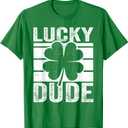 Funny Lucky Dude Boys St Patricks Day Shirt Toddler Kids T-Shirt, Size M