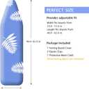 SheeChung 12x42 Inch Ironing Board Cover and Pad -100% Cotton and Heavy-Duty,Snug Fit Over-The-Door & Built in Wall Ironing Board Cover Replacement Pad Cover (Blue+leaf)