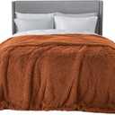Bedsure Fluffy Burnt Orange Blankets Queen Size for Bed, Thick Sherpa Faux Fur Fleece Fuzzy Plush Winter Warm Soft Full Queen Blankets, Bedroom Decor Orange Gifts Cozy Gifts for Women Men, 90x90