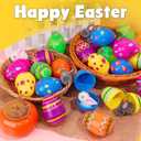 60 Pack Plastic Printed Easter Eggs, 3.15'' Tall Fillable Empty Eggs Bulks for Easter Eggs Hunt, Easter Basket Stuffers Fillers, Classroom Prize Supplies, Filling Treats and Party Favors