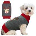 Dog Christmas Sweater Cute Grey Elf Clown Xmas Dog Cat Outfit New Year Holiday Costumes Puppy Cat Sweater with Leash Hole for Small Medium Large Dogs Girl Boy Turtleneck Winter Warm Pet Clothes