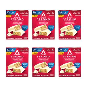 Atkins Strong Birthday Cake High Protein Bars, 20g Protein, 2g Sugar, 4 Count (Pack of 6) (EXP 06/26/26)