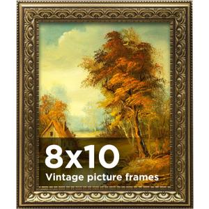 8x10 Vintage Picture Frames Gold, Antique Picture Frame, Gold Frames for Wall Decor, 1 Pack Ornate Picture Frame