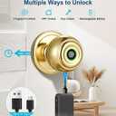 Fingerprint Door Lock, Smart Fingerprint Door Knob with Lock, Biometric Door knob with App Control & Key, Keyless Entry Door Locks for Bedrooms, Front Door, Home, Apartment Office-Polished Brass