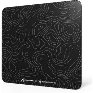 Attack Shark CM05 Contour Glass Gaming Mousepad,Nano-Micro-Etched Texture,Smooth Glass Surface,High Accuracy,Fast-Moving,Anti-Scratch,PU Leather Super Non-Slip Base,Large Size(450×400mm),Black contour, 17.7L x 15.7W inches