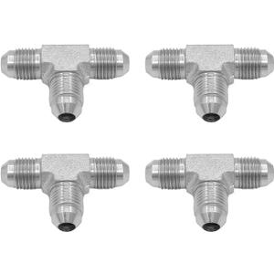 (4-PACK) 2603-06-06-06 Hydraulic Adapter Fitting 3/8" Male JIC 37(9/16"-18UNF) 3/8" Male JIC 37(9/16"-18UNF) 3/8" Male JIC 37(9/16"-18UNF)Tube UnionTee Joiner Elbow/Corner Carbon Steel