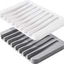 Mcyye Self Draining Soap Dishes, Premium Silicone Soap Holder & Saver for Shower, Bathroom, Kitchen, Bath Tub, Razor, Sponges, Drains Water Very Well, Can Extend Soap Life, Easy Clean (White, Gray)