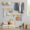 Forbena Natural Wood Coat Rack Wall Mount Set of 4, Wooden Wall Hooks for Bathroom Towels, Vertical Coat Hanger for Kids Room, Boys Girls Bedroom, Office, Entryway Keys Hats and Shoes -16 Hooks