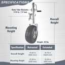 Beach Boat Swivel Trailer Tongue Jack, 13.38in Heavy-Duty Wheel 2000 lbs