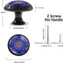 4 Pack Blue Fractal Flower Cabinet Knobs Round Drawer Pulls Blue Mandala Knob Cupboard Door Handles Hardware for Kitchen Bathroom Cabinets