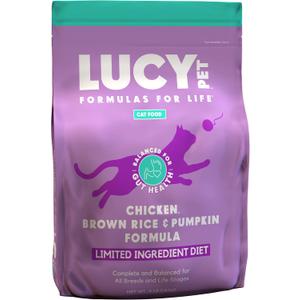 Lucy Pet Products Pet Chicken, Brown Rice & Pumpkin, LID Cat Food 4lb (EXP 10/14/26)